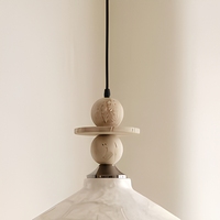 Lampe suspendue en travertin, forme conique, douille E27, lampe décorative pour salon, café