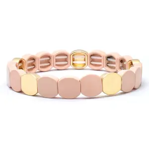 Böhmen Neue Design Miyuki Perlen Armband Handgemachte Süße Rosa Gold Tila Perlen Quadrat Emaille Armband Für Frauen