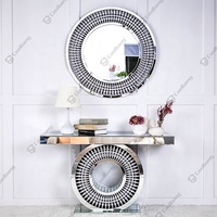 Table console de couloir en miroir avec diamants écrasés en gros
