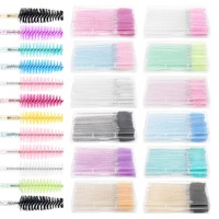 50 pièces/boîte brosse à cils jetable bâton de cristal pinceau de maquillage bâton de maquillage cils brosse en Nylon