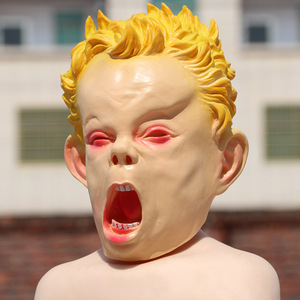 Masque de poupée en latex avec visage pleurant amusant, accessoire de fête cosplay, accessoires effrayants, taille unique - Product Image 2