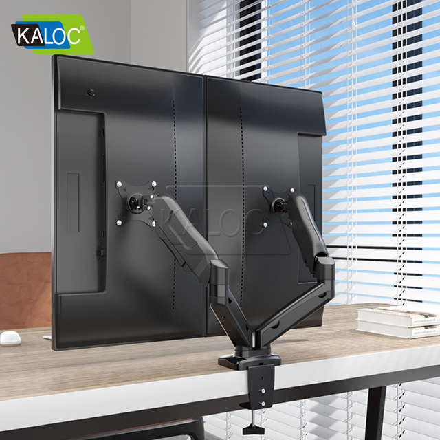 KALOC Factory Direct Sale V28 17-27 Inch Dual Monitor Arm Stand Adjustable 360 Degree Full Motion 100*100mm Vesa Monitor Mount