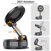 Support magnétique pour téléphone à ventouse, rotation à 360°, flexible, portable, pliable, pour pare-brise, tableau de bord, bureau, miroir, surfaces lisses