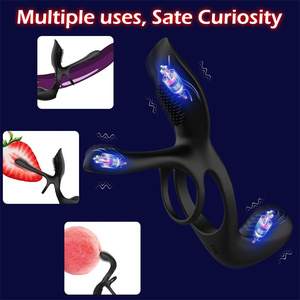 Vibrierender Penis ring Sexspielzeug 2 in 1 Vibrierender Penis ring mit 10 Vibrationen Silikon Spielzeug für Erwachsene Sexspielzeug für Paare - Product Image 3