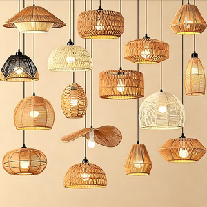 Handmade Rattan Woven Drum Pendant <b>Light</b> Boho Jute Rope Hanging Lamp for Living Room <b>Dining</b> Room Restaurant Decor - Product Image 1