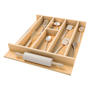 Organisateur de couverts en bois contemporain, insert de tiroir avec installation facile pour les armoires de cuisine - Product Image 2