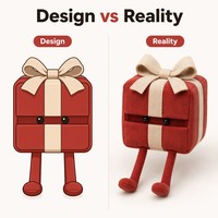 Boîte cadeau de Noël en tissu texturé, peluche avec pattes tombantes pour le confort sensoriel, jouet anti-stress pour adultes