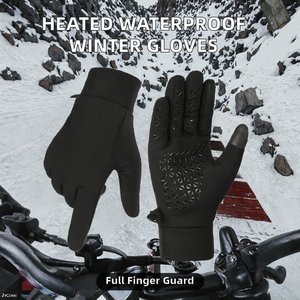 Black Electric <b>Heated</b> Gloves Winter Thermal Full Finger Waterproof for Skiing Motorcycle Fishing Outdoor - Product Image 2