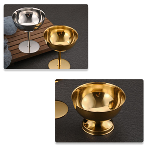 Tazón para Helado en Forma de Copa de Acero Inoxidable con Tallo, Color Metálico, Copa de Postre de Alta Gama para Cafetería y Fiestas - Product Image 3
