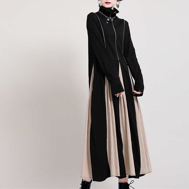 knee length dresses for ladies Unique Vintage Black Delores Swing Dress with Sleeves main image 1