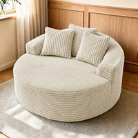 Canapé paresseux rond en velours côtelé sans structure, fauteuil de relaxation surdimensionné à assise profonde, canapé de sol pour salon, chambre et appartement