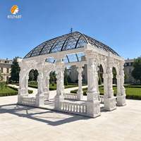 MILY Grandes colonnes en marbre blanc, pavillon, gazebo de forme carrée, style européen, sculptées à la main pour l'extérieur, château, parc, jardin