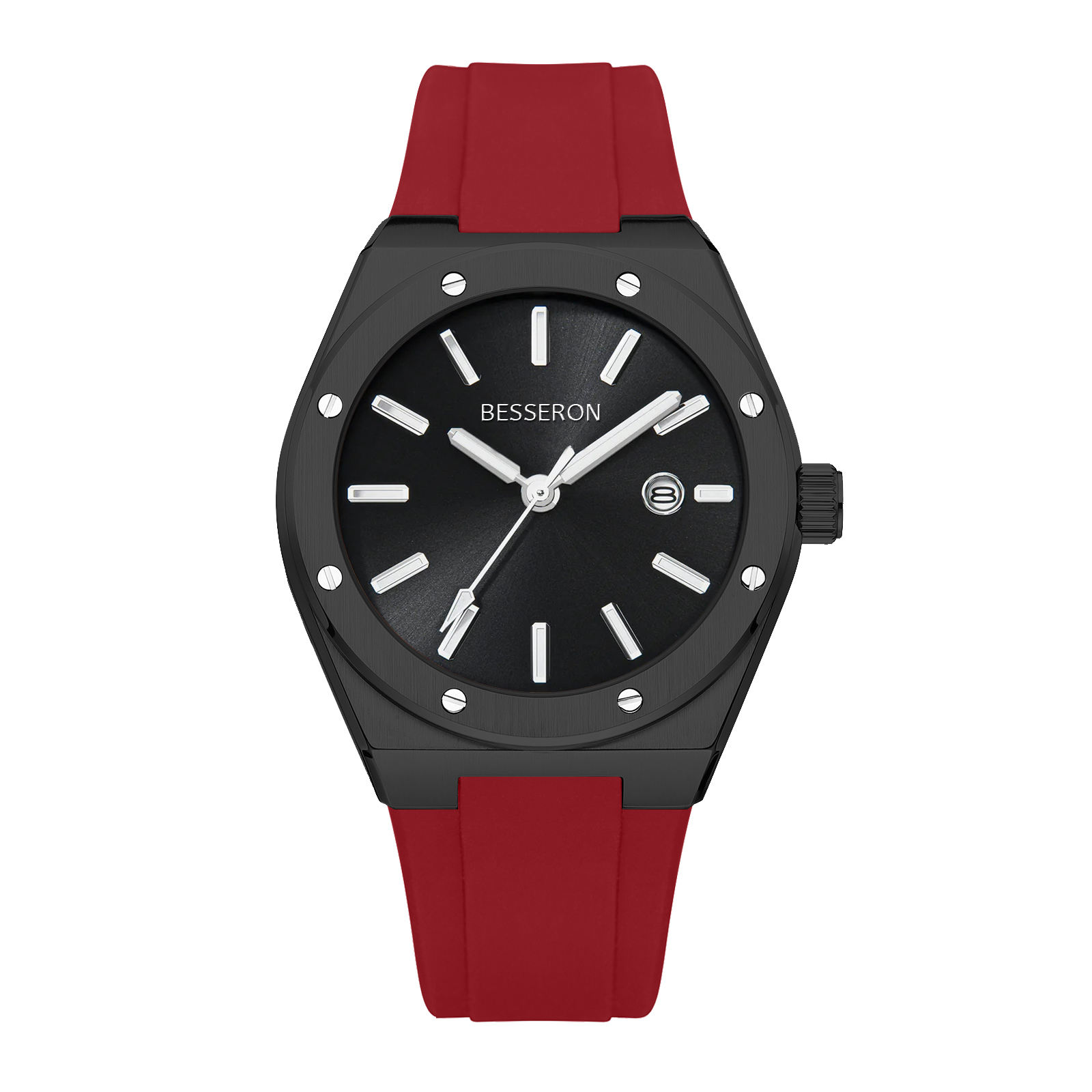 Black face Red case men Quartz watch