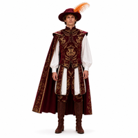 Renaissance Gotische Weste Exquisite Jacquard-Handwerkskunst Komplettes Gold-Samt Rot/Gold/Weiß Herren TV/Film Halloween-Kostüm