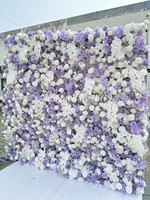 IFG vente en gros 8x8ft blanc violet fleur artificielle mur mariage toile de fond décorations soie Rose pour événement fête
