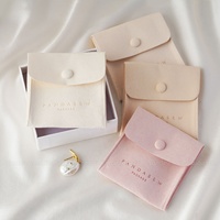 PandaSew Enveloppe Rabat Microfibre Bijoux Pochette Bouton Pression avec Logo Pour Bijoux Sac Emballage Sacs