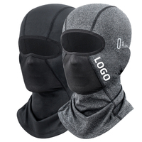 Cagoule thermique en polaire respirante noire et grise pour cyclisme, moto, ski, coupe-vent, avec trou pour lunettes, vente en gros