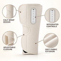 Masseur de jambes sans fil beige à compression d'air avec chaleur, 5 modes et 3 niveaux EMS pour la récupération quotidienne des jambes