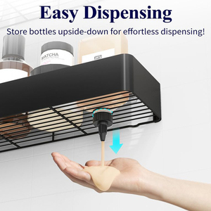 Bathroom Shelves <strong>Wall</strong> Mounted Shelf Organizer <strong>Storage</strong> Holders Hanging Racks <strong>Units</strong> Black Bathroom Shower Caddy - Product Image 3