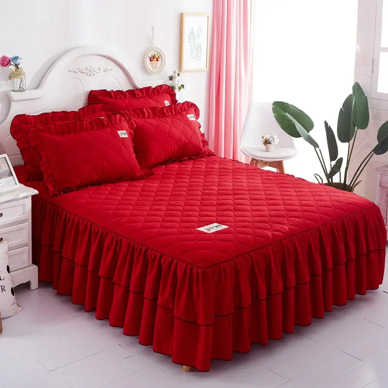Широко используется Сделано в Китае изготовленный на заказ прочный Модный комплект из 100% полиэфирной кровати с юбкой