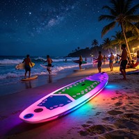 Planche à pagaie gonflable LED lumineuse pour jeux aquatiques nocturnes en extérieur, avec pont antidérapant en Drop Stitch, éclairage RGB, écologique, pour débutants