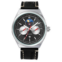Montre-bracelet à quartz de luxe NS Never Stop N923 pour homme, avec date, aiguilles lumineuses, bracelet en cuir, étanche, calendrier