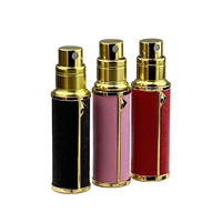 Flacon de parfum de voyage de luxe personnalisé de 5 ml, rechargeable, avec atomiseur en cuir à ouverture facile et boîte, fabriqué par le fabricant
