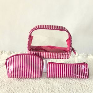 Custom New Trend Printed Striped Clear PVC Makeup Bag Women Zipper Travel <b>Toiletry</b> Vinyl Coated PVC Cosmetic Organizer Pouch Bag - Product Image 5