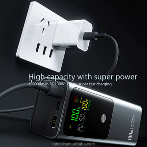 ลดราคา! ที่ชาร์จเร็วสุดแรง 100W ความจุ 20000mAh พร้อมหน้าจอแสดงผลดิจิตอล ดีไซน์เมคคาพังก์ โปร่งใส  แบตสำรอง 30000mAh - Product Image 6