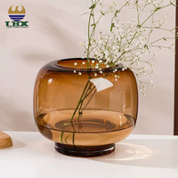 Fabricant hydroponique Cylindre Vase Grande Bouche Large Gris Transparent Cristal Fleur Vases Pour La Décoration Intérieure Vase En Verre