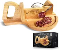 JUNJI Trancheuse à saucisses en bois Chorizo Guillotine Trancheuse à salami avec acier inoxydable pour trancher la trancheuse Biltong