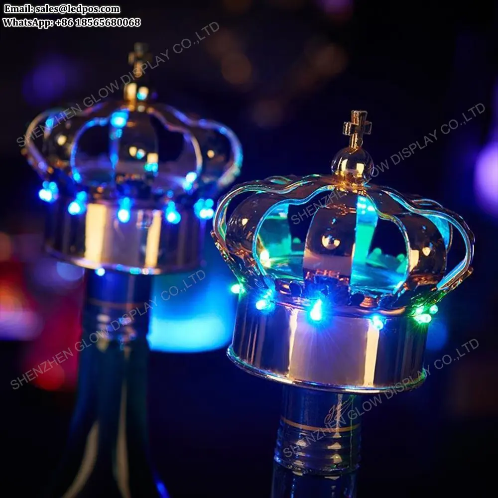Rechargeable Bottle Strobe Baton LED wine Crown Topper Sparklers with Customized Illuminated Logo