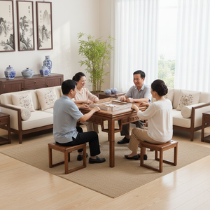 Table de <span class=keywords><strong>Mahjong</strong></span> carrée multifonctionnelle en bois massif imitation acajou antique pour jeux et loisirs - Product Image 5