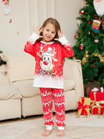 Ensemble Pyjama de Noël Familial Imprimé Père Noël, Décontracté, Mode Maison, Vêtement de Nuit pour Femmes, Hommes et Enfants, Mélange Coton Polyester, Thermique Noël