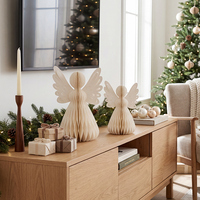 Lot de 2 décorations de Noël en papier nid d'abeille 3D, anges, pour la table de Noël, les fêtes saisonnières, les mariages, le Nouvel An