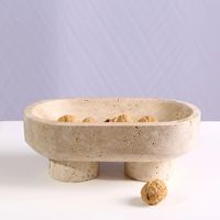 Calacatta naturel pour alto bol à fruits en pierre de marbre récipient en travertin Pot de fleur en pierre beige bol pour animaux de compagnie Calacatta pour alto