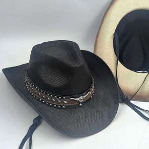 Sombrero Vaquero de Paja Mexicano de Alta Calidad con Ala Enrollable y Banda Decorativa, Transpirable y Cómodo para Viajes, Pesca y Uso Casual en Todas las Estaciones - Product Image 3