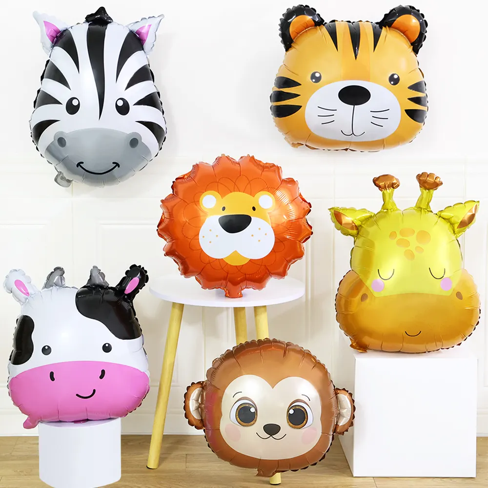 6 adet yeni Safari tema hayvan folyo balon sevimli kaplan maymun zürafa Zebra balon doğum günü bebek duş parti süslemeleri için