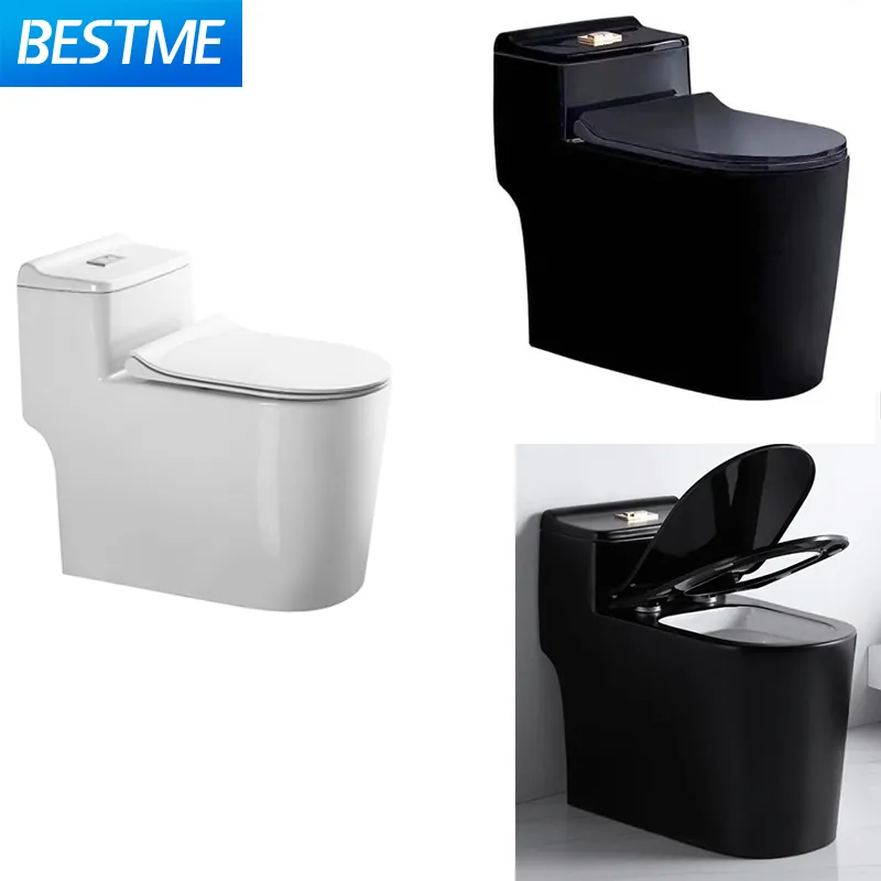 Material toliet de cerâmica branco e preto dos pp, cobertura de uma peça do assento do vaso sanitário de cerâmica, suporte para água, armário, vaso sanitário