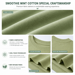 Camiseta de algodón Smoothie Mint para hombre, 155GSM, tacto fresco, ligera, manga corta, transpirable, informal, cuello redondo, para verano, OEM - Product Image 2