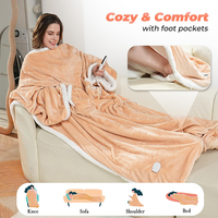 Couverture chauffante électrique portable avec poche pour les pieds, pour usage domestique en hiver, avec télécommande et fil chauffant