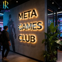 Enseigne lumineuse LED 3D industrielle personnalisable, lettres rétroéclairées, miroir noir, enseigne lumineuse pour entreprise, bureau, mur extérieur, parc