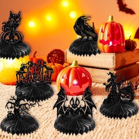 Lot de décorations d'Halloween en forme d'araignées - Boules en papier nid d'abeille, guirlandes suspendues et toile de fond pour fêtes dans les maisons hantées (MOQ 50)