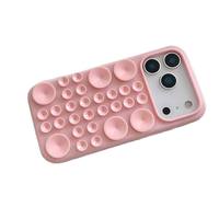 Support de fixation double face en silicone à ventouse pour iPhone 17 16 15 Pro Max – Adhérence puissante, idéal pour miroir, douche, salle de sport – Protection antichoc