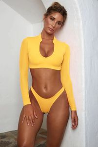 Baju Renang Wanita Seksi Model Tankini Jaring Lengan Panjang 2025, Pakaian Renang 2 Potong untuk Pantai - Product Image 6