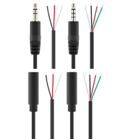 Câble audio OEM personnalisé 3,5 mm TRRS 4 pôles mâle-femelle, assemblé avec connecteur dénudé et étamé, pour kit de câblage audio automobile et amplificateur