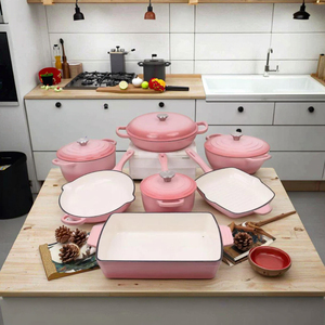 Ensemble de Cuisson <span class=keywords><strong>en</strong></span> <span class=keywords><strong>Fonte</strong></span> Émaillée Design Moderne de Qualité Supérieure, Casseroles <span class=keywords><strong>en</strong></span> Métal et Cocottes <span class=keywords><strong>pour</strong></span> Cuisinière à Gaz, Vente <span class=keywords><strong>en</strong></span> Gros Fabricant d'Ustensiles de Cuisine - Product Image 3