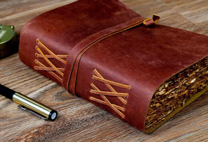 Handmade Leather Grimoire Journal with Vintage Key Deckle Edge Paper <b>Book</b> of Shadows, Antique Spell Notebook - Product Image 2