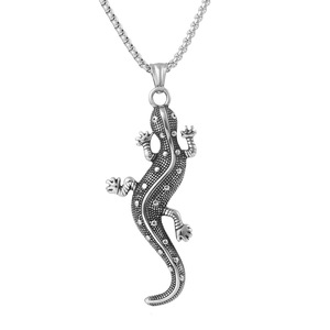 Collar con colgante de lagarto dorado yunnique, aleación de zinc, forma de animal, joyería de moda unisex - Product Image 5