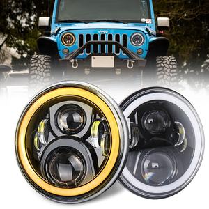 OVOVS Faros LED Redondos de 7 Pulgadas H6024 Ámbar <span class=keywords><strong>Halo</strong></span> Señal de Giro DRL Blanco para Jeep Wrangler JK TJ CJ Hummber H1 H2 - Product Image 1